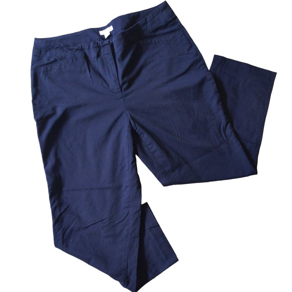 J. Jill Cotton Stretch Capri Pants Navy Blue Straight Leg Women's Size 10